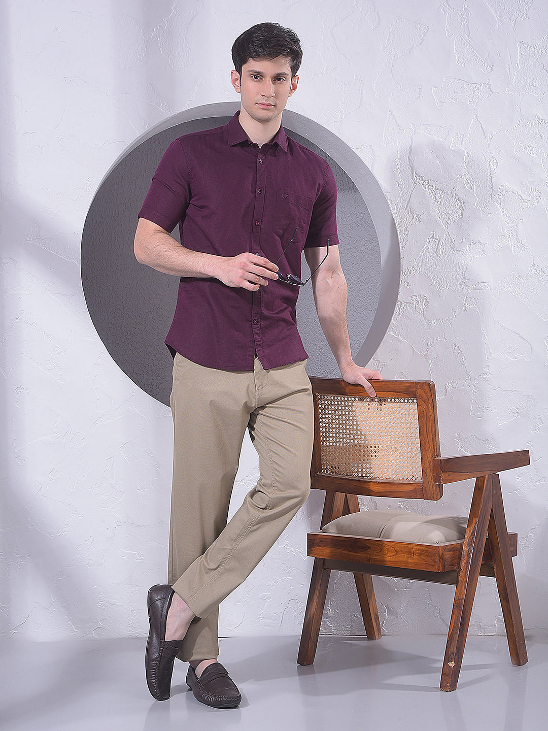 Refined Wine Linen Shirt