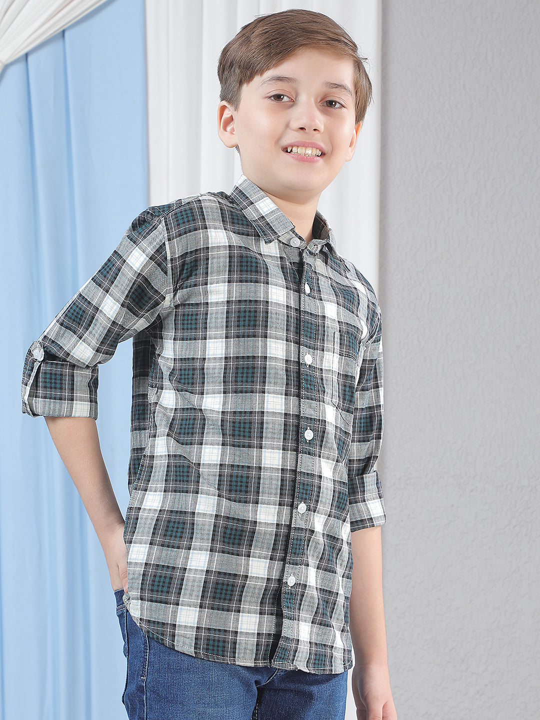 Green Checked 100% Cotton Shirt