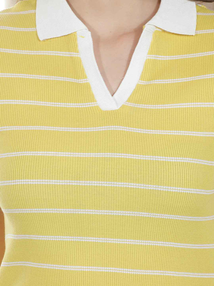 Yellow Striped Bodycon Dress