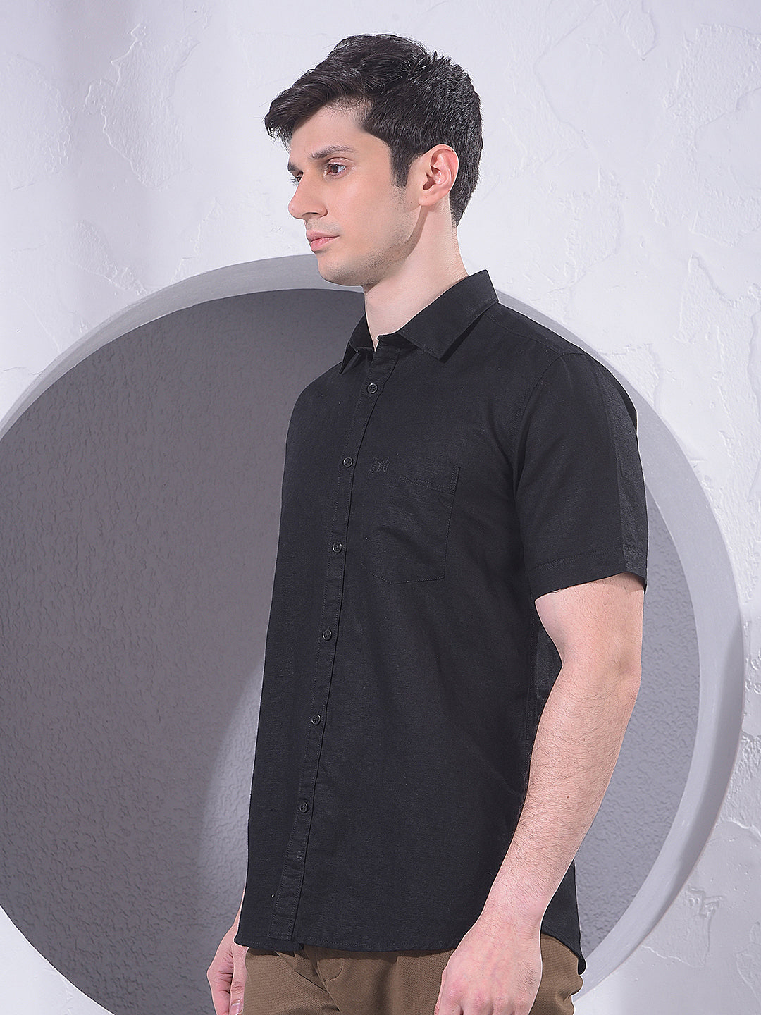 Sleek Black Linen Shirt