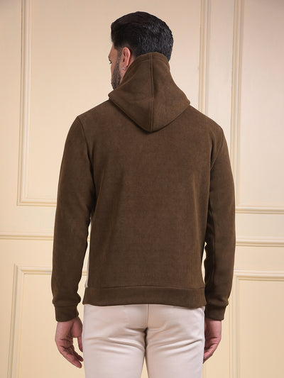 Brown Color-Block Hooded Neck Sweatshirt