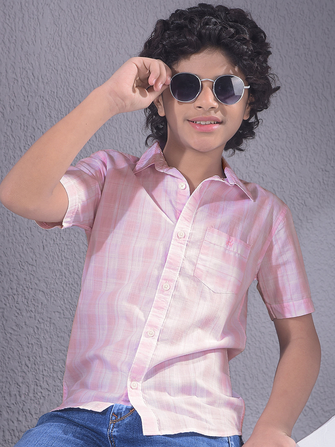 Pink Checked 100% Cotton Shirt