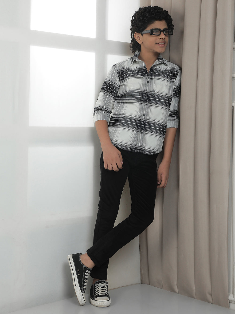 Black Cotton Stretchable Corduroy Trousers
