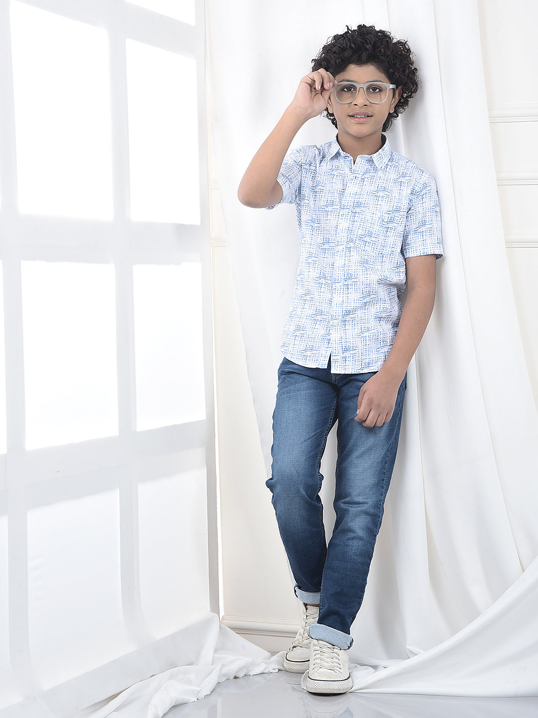 Blue Printed 100% Cotton Shirt