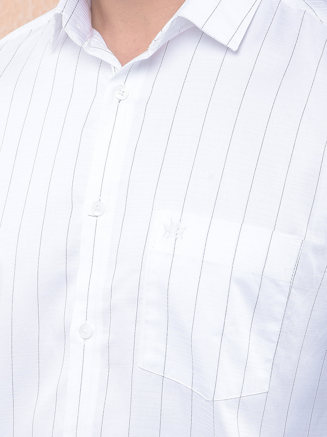 White Vertical Striped 100% Cotton Shirt