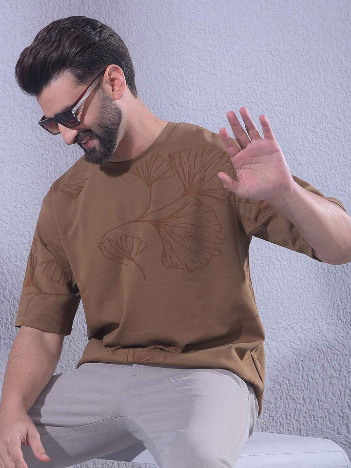 Brown Jacquard Oversize T-Shirt