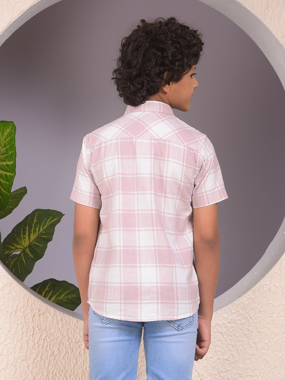 Purple Checked 100% Cotton Shirt