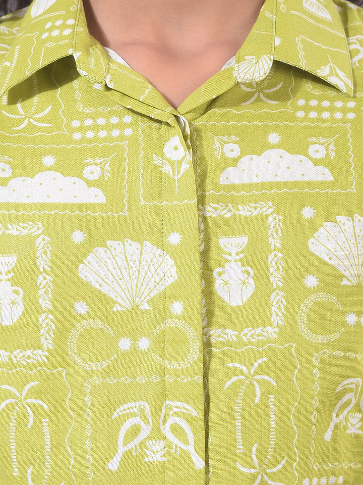 Green Printed 100% Cotton Shirt