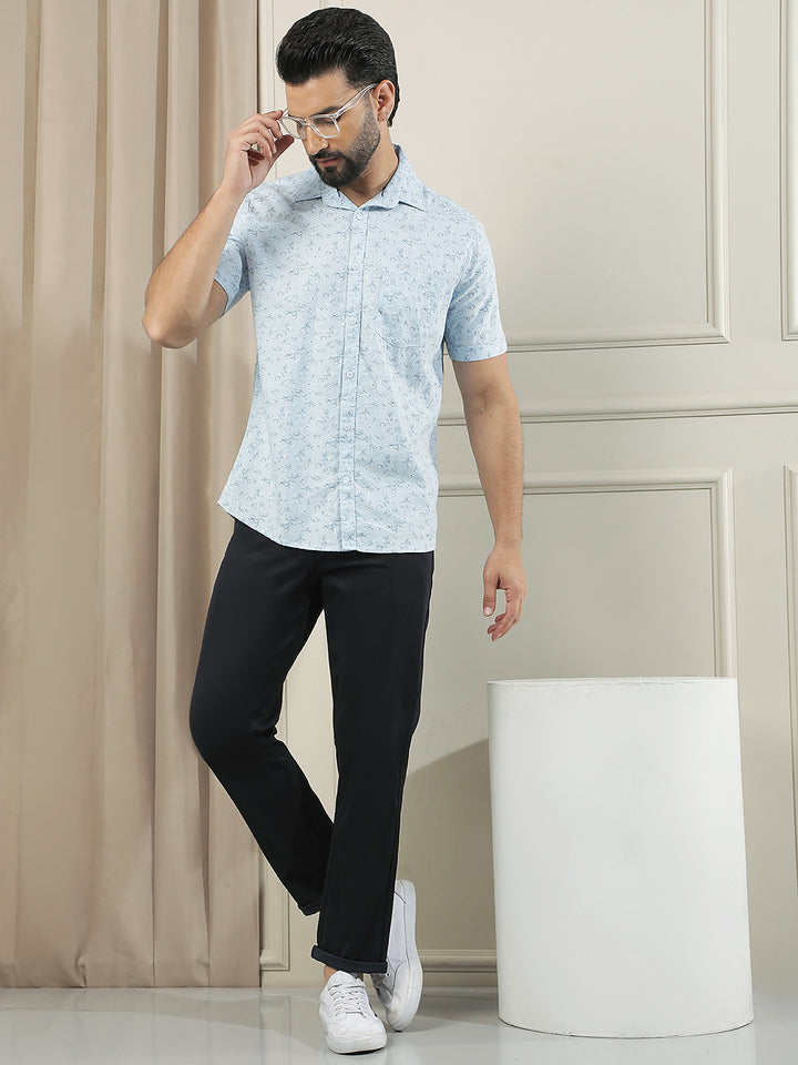Blue Floral Print Shirt