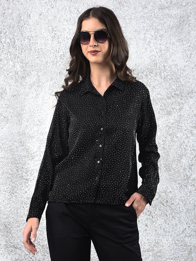 Black Embellished Sparkle Shirt