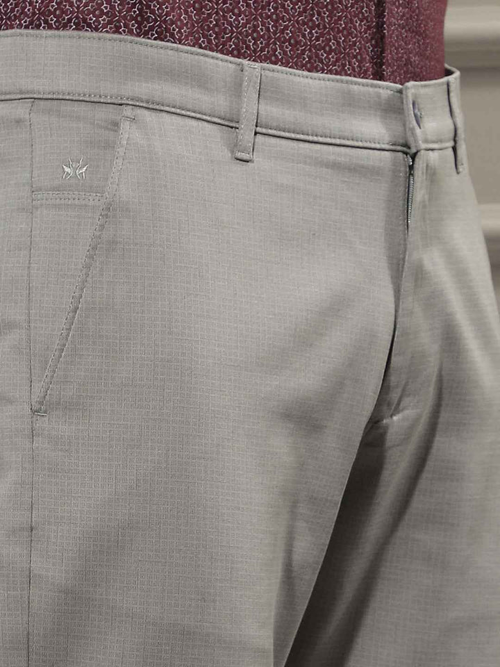 Grey Micro Textured Print Trousers