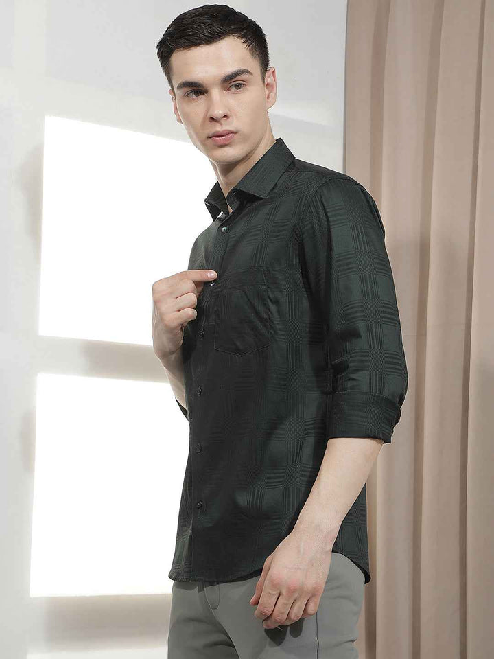 Green Jacquard 100% Cotton Shirt