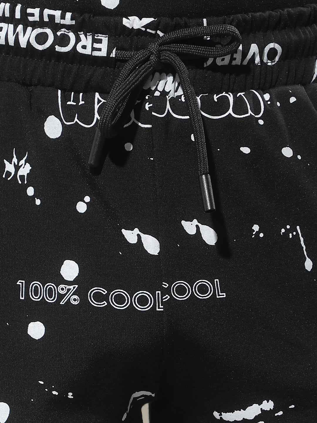 Black Typographic Print Shorts