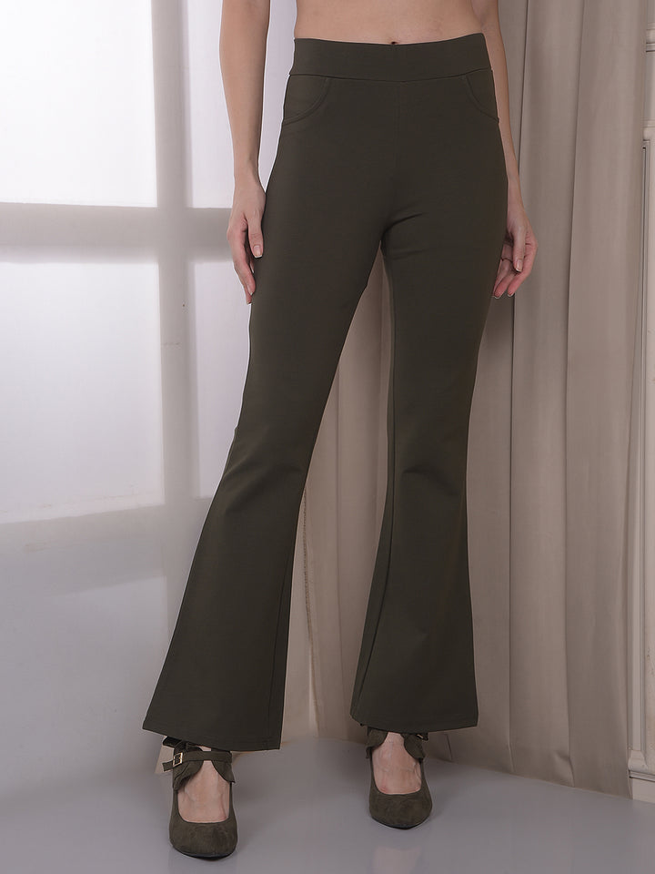Olive Bootcut Treggings