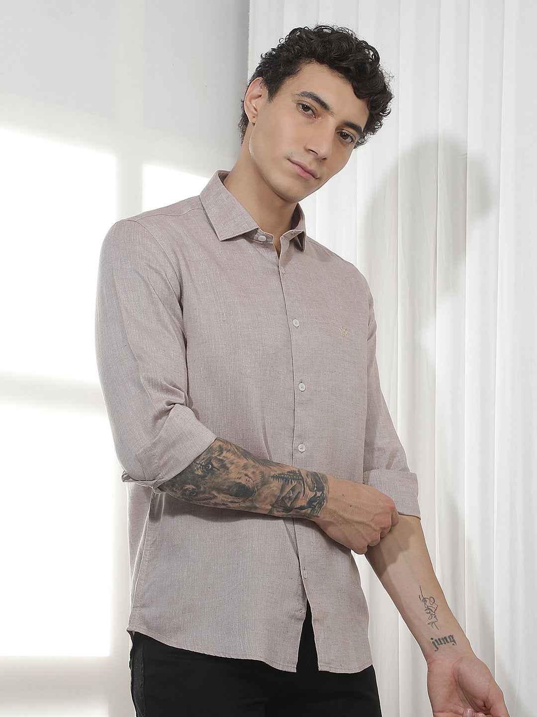 Brown Casual Linen Shirt