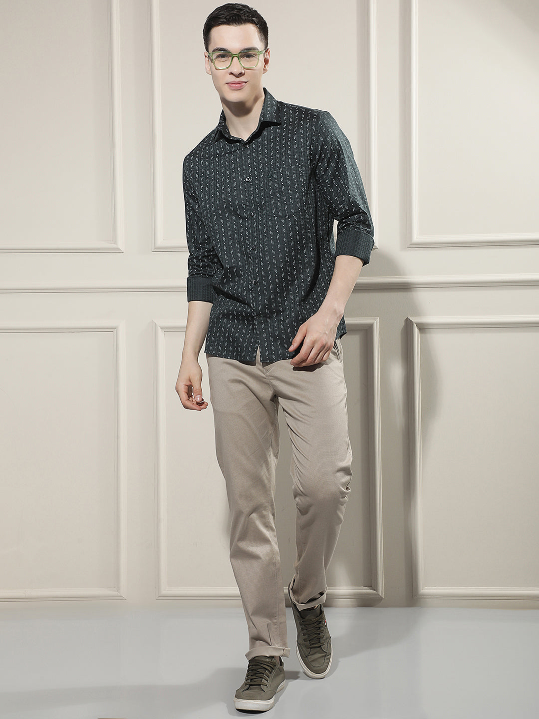 Green Micro Print Shirt