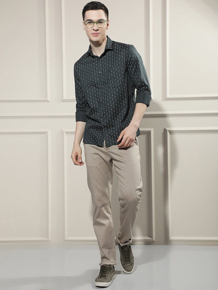 Green Micro Print Shirt