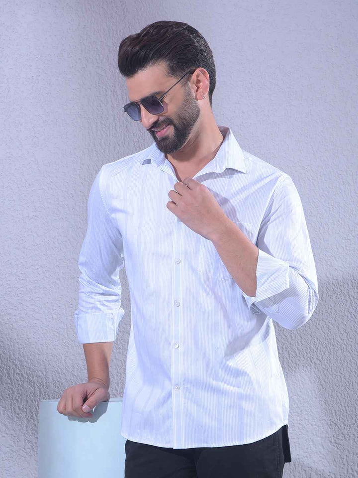 Blue Vertical Stripes 100% Cotton Shirt