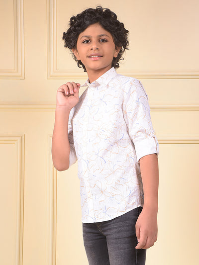 White Floral Print Shirt