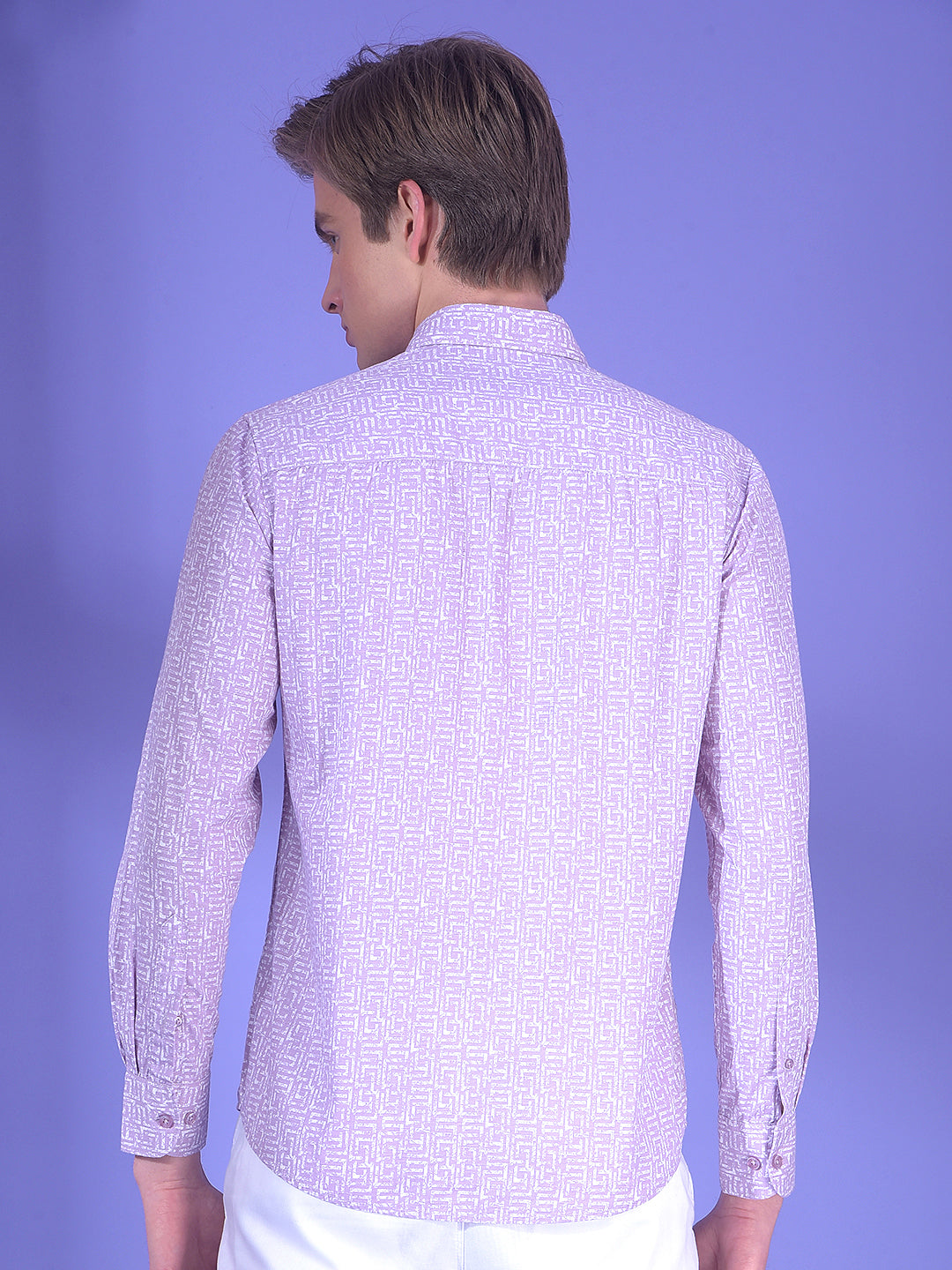 Refined Purple Textured Print Shirt