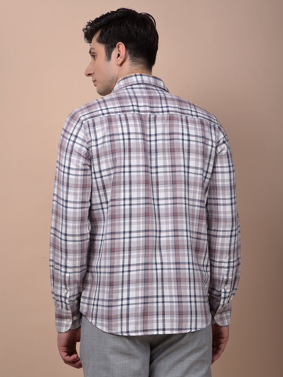 Purple Checked 100% Cotton Shirt