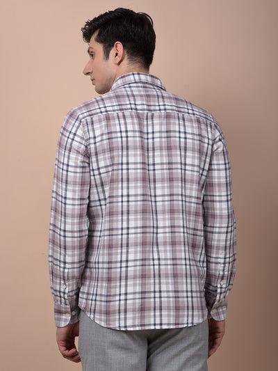Purple Checked 100% Cotton Shirt