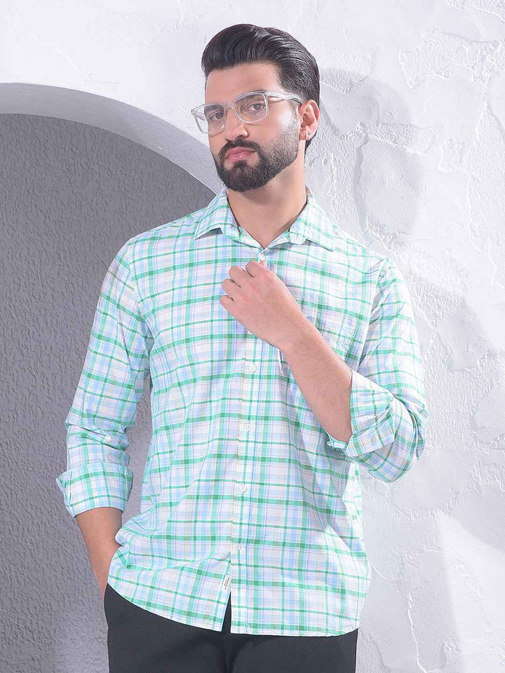 Green Checked 100% Cotton Shirt