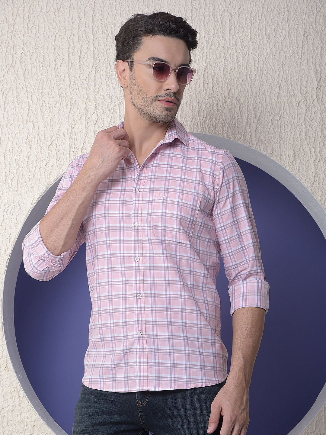 Pink Checked Casual Shirt
