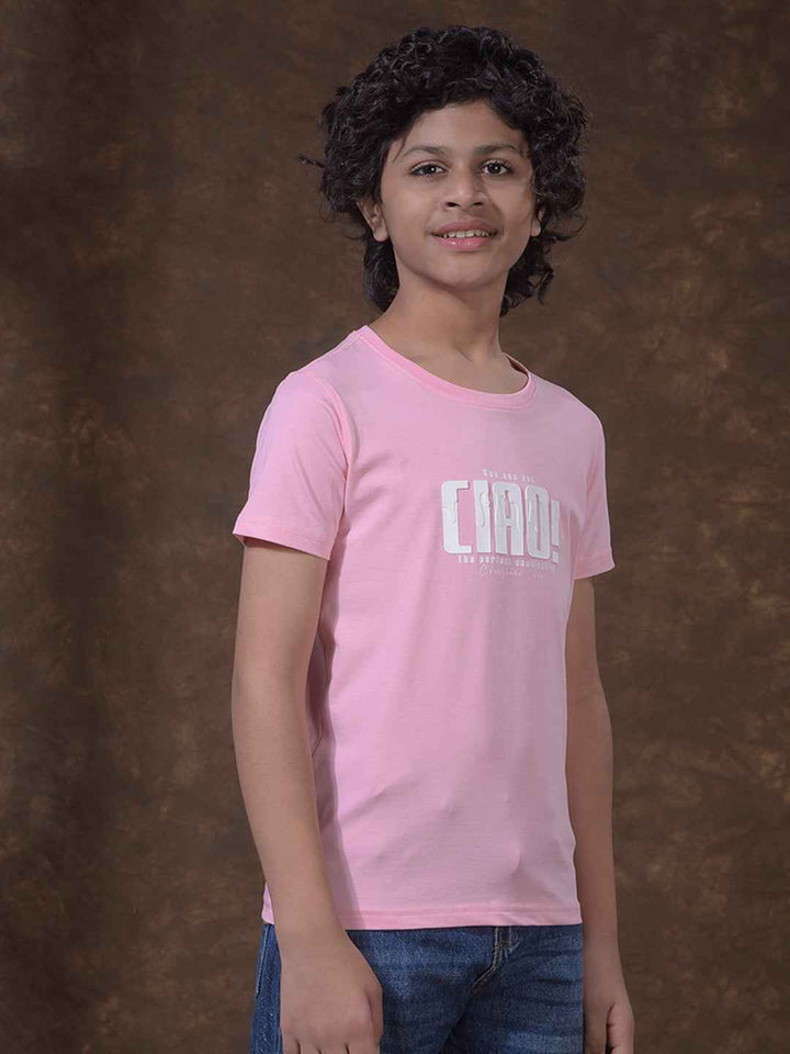 Pink Typographic Print T-Shirt
