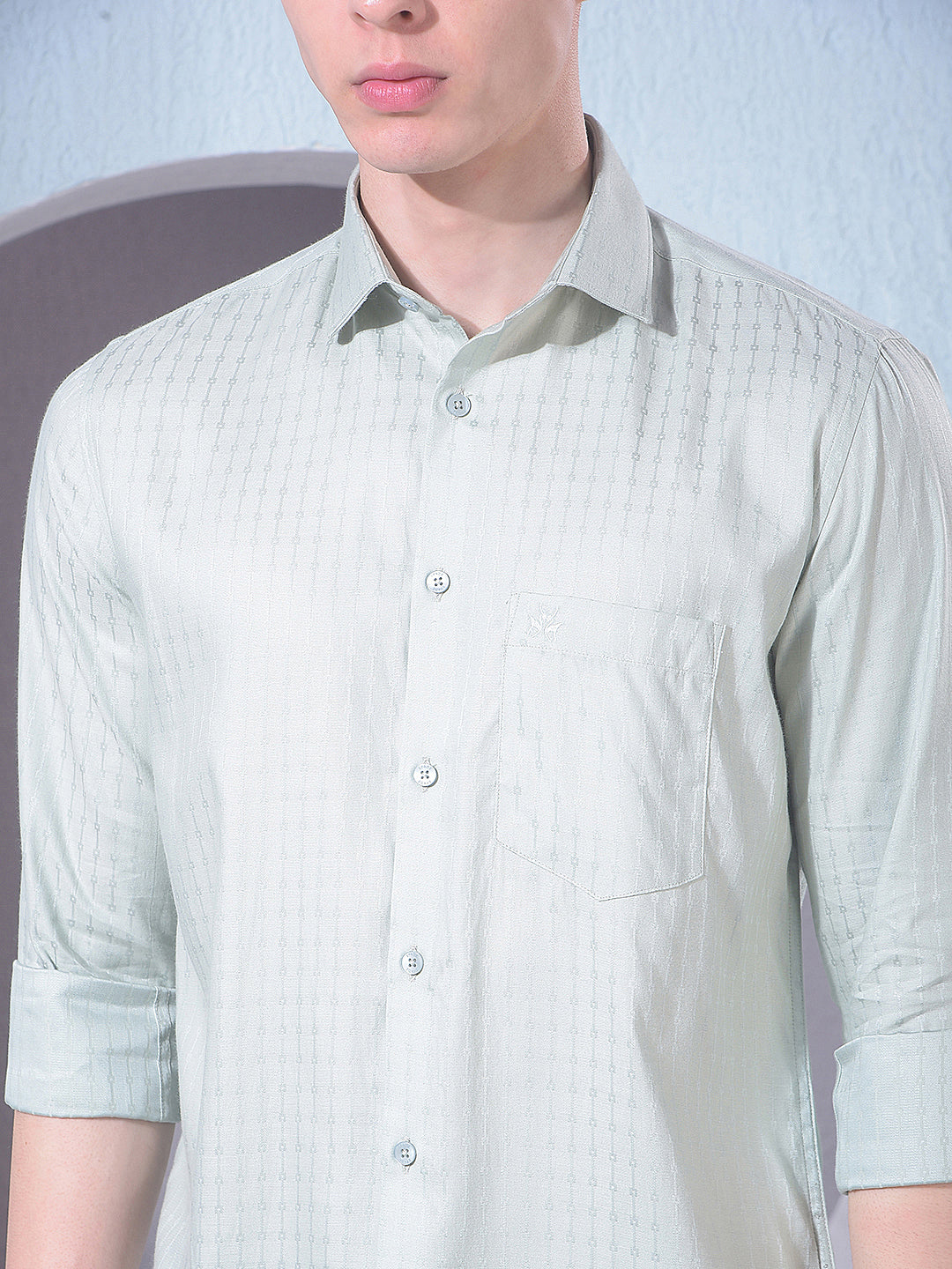 Stylish Green Jacquard Shirt