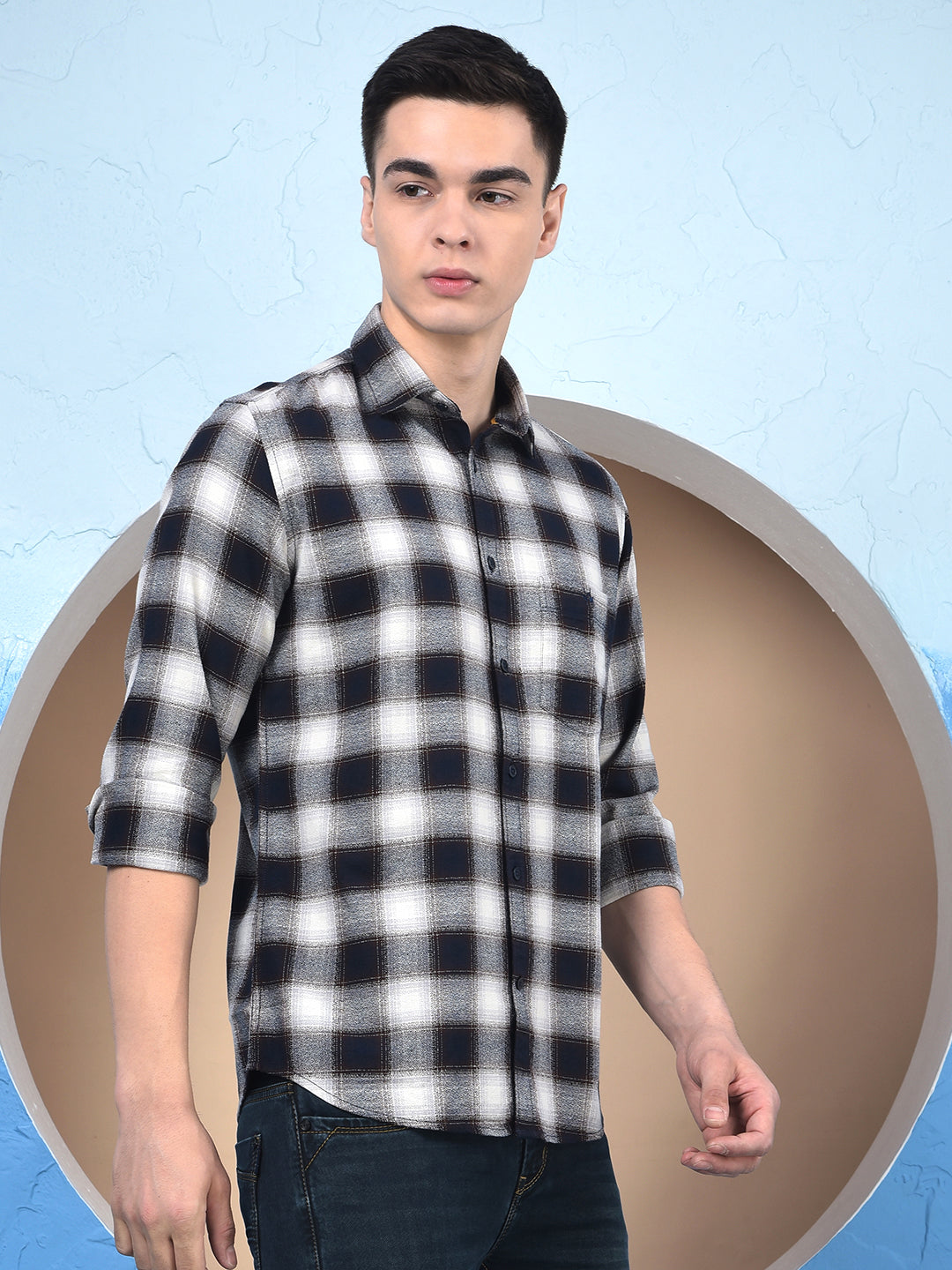 Blue Checked 100% Cotton Shirt