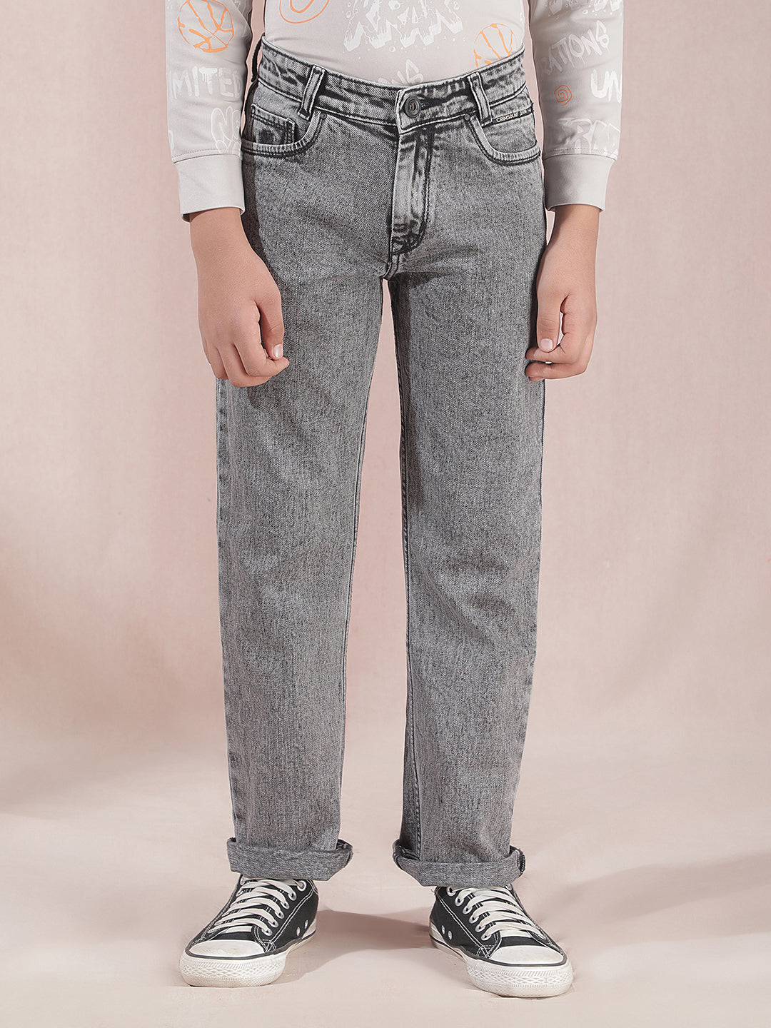 Grey Heavy-Fade Baggy Jeans