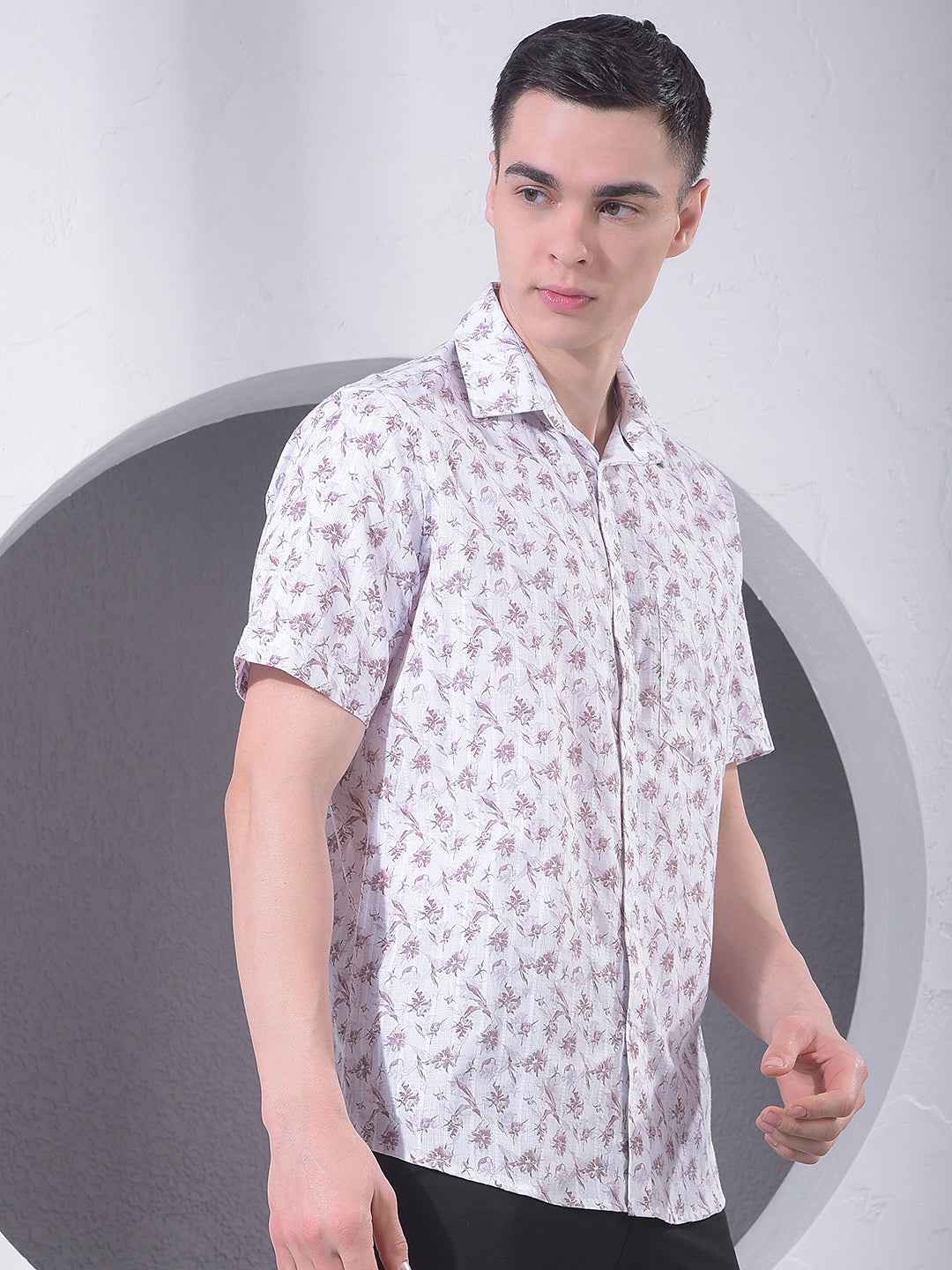 Brown Floral Print Shirt