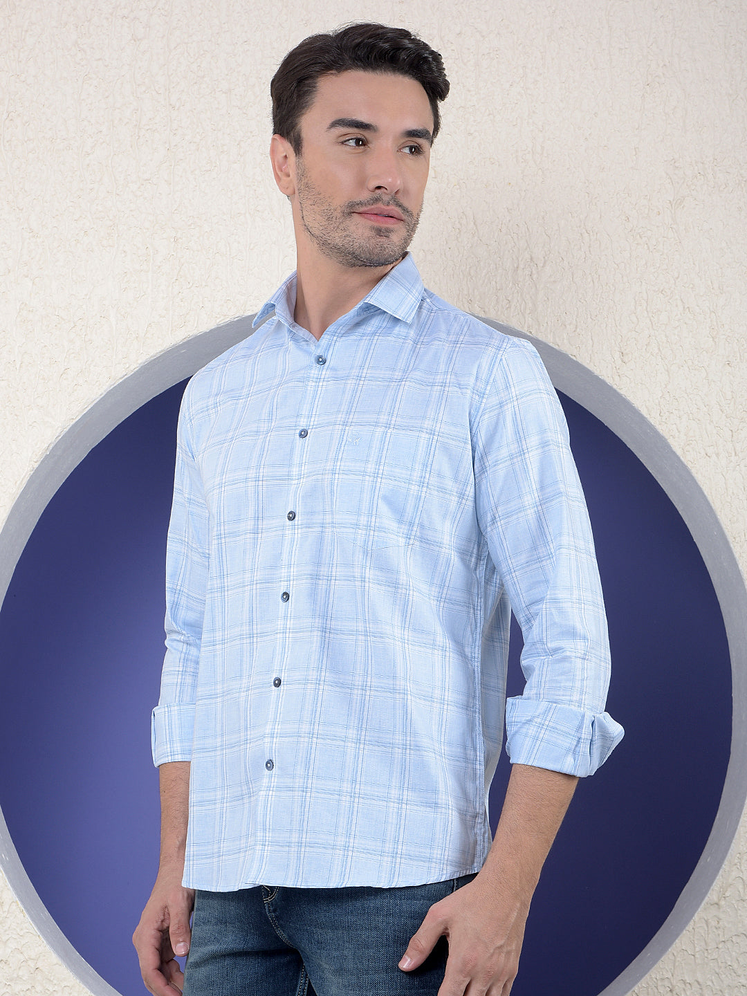 Blue Checked 100% Cotton Shirt