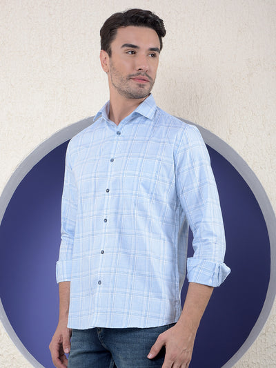 Blue Checked 100% Cotton Shirt