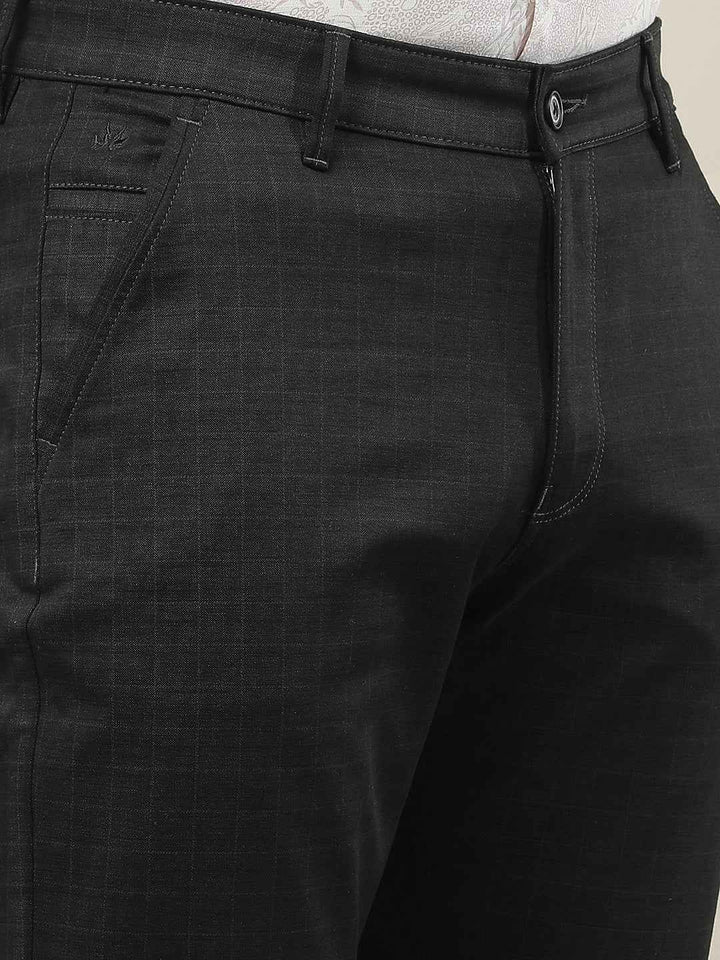 Classic Black Checked Casual Trousers