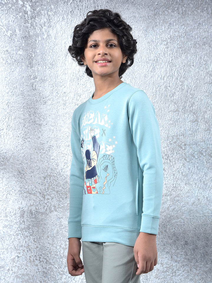 Blue Graphic Print Sweatshirt