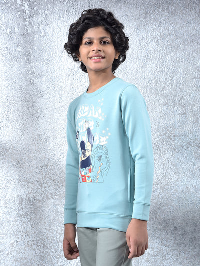 Blue Graphic Print Sweatshirt