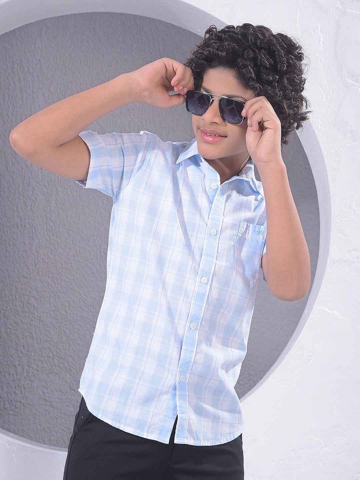 Blue Checked 100% Cotton Shirt