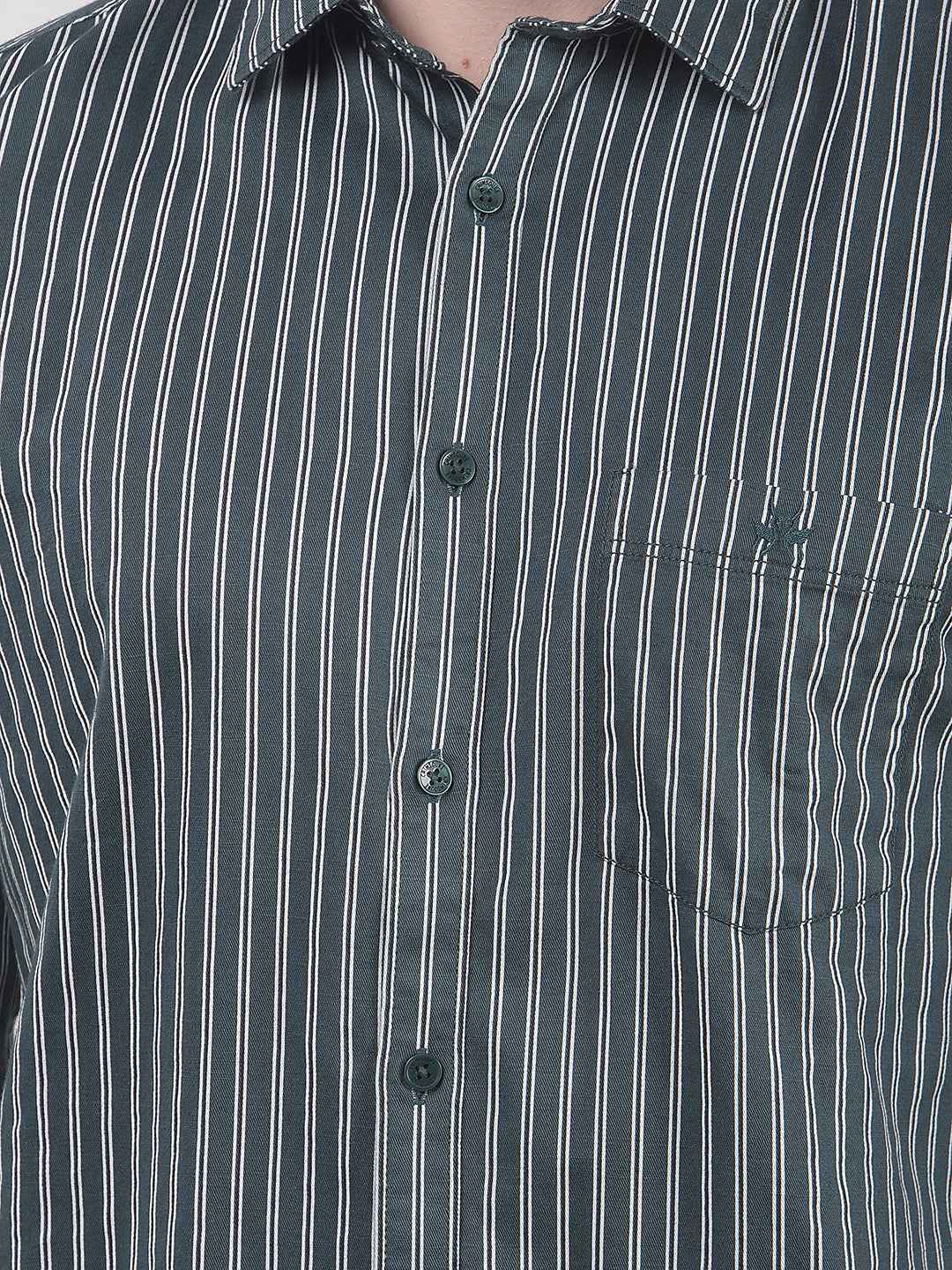 Green Vertical Stripes Shirt