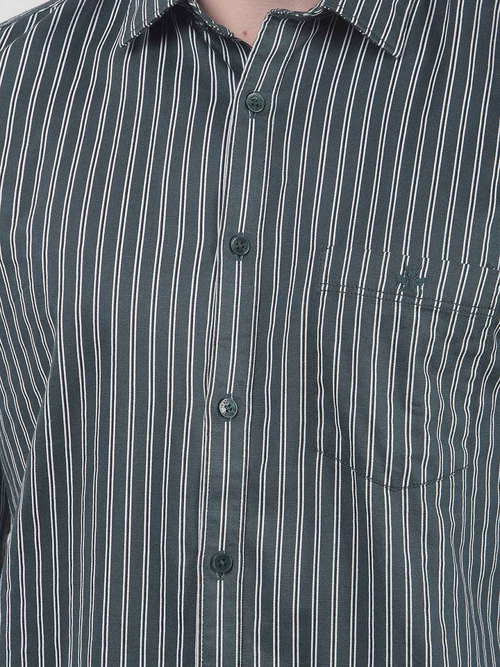 Green Vertical Stripes Shirt