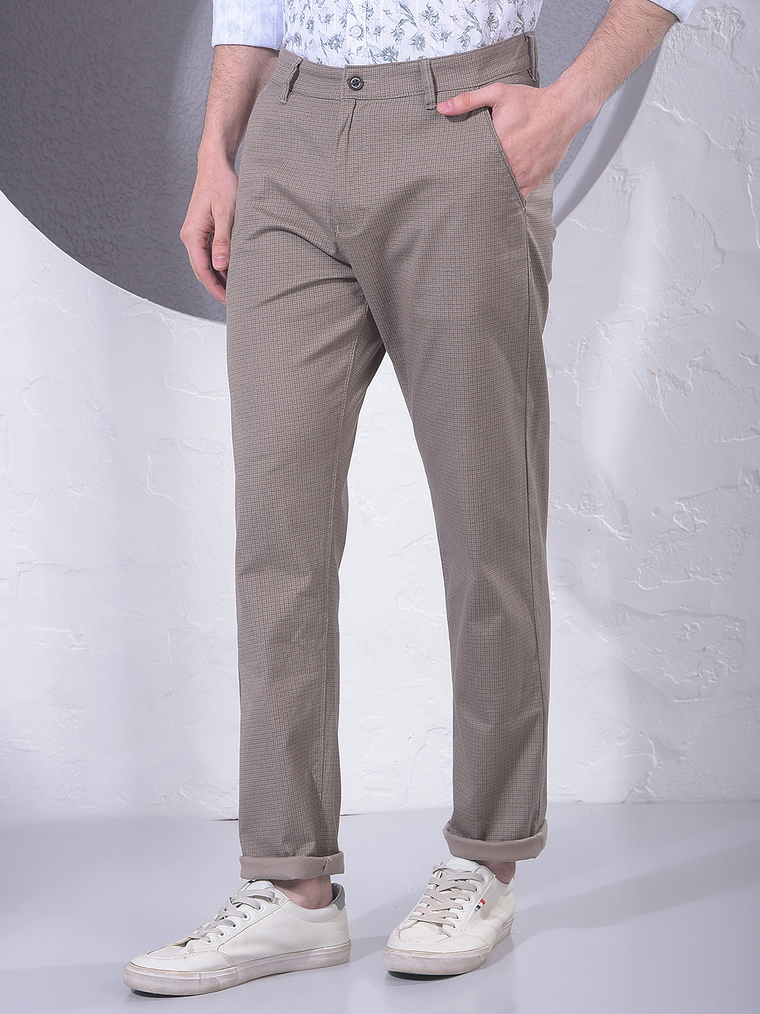 Classic Khaki Checked Trousers