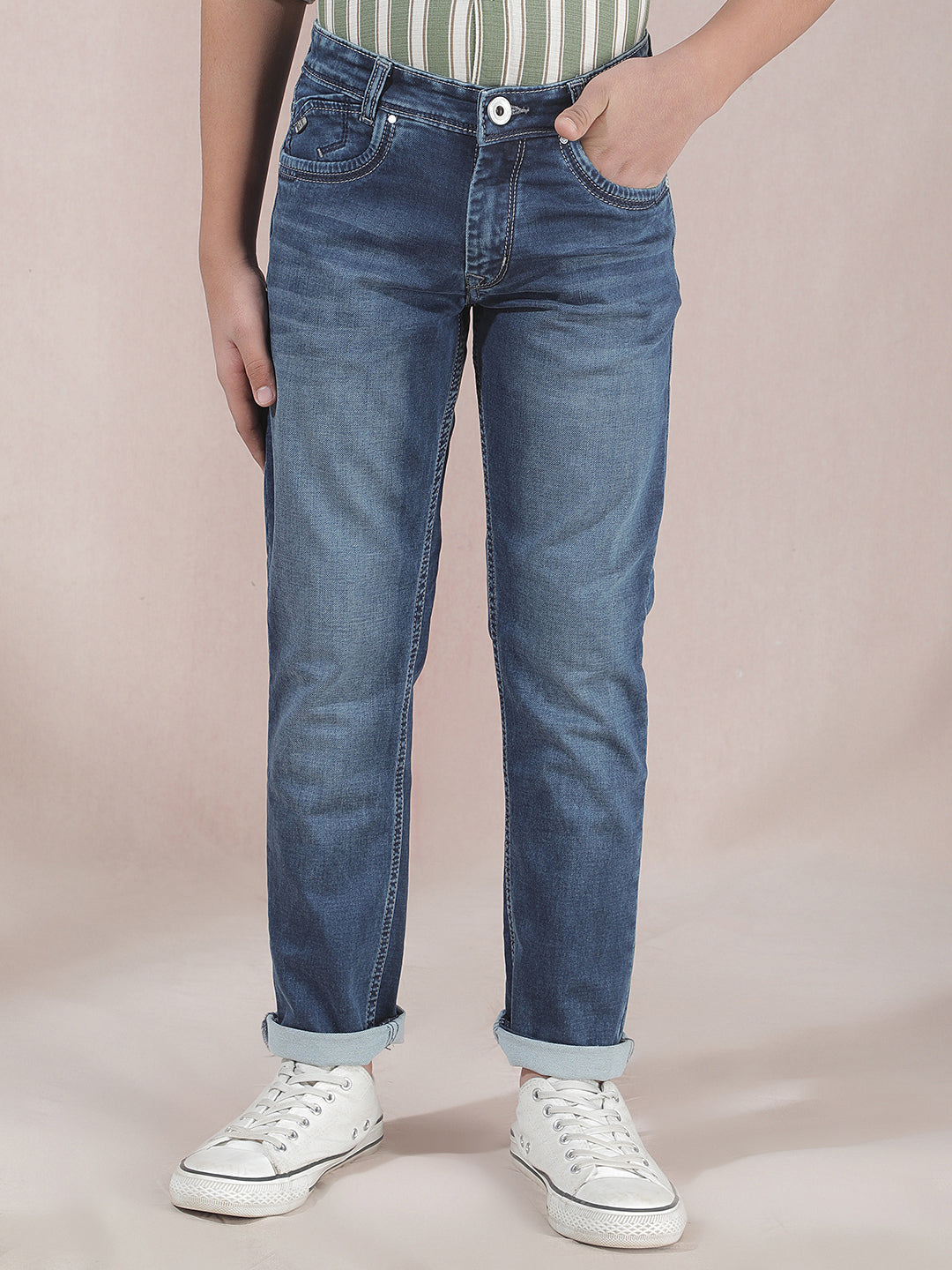 Trendy Slim Fit Navy Blue Jeans