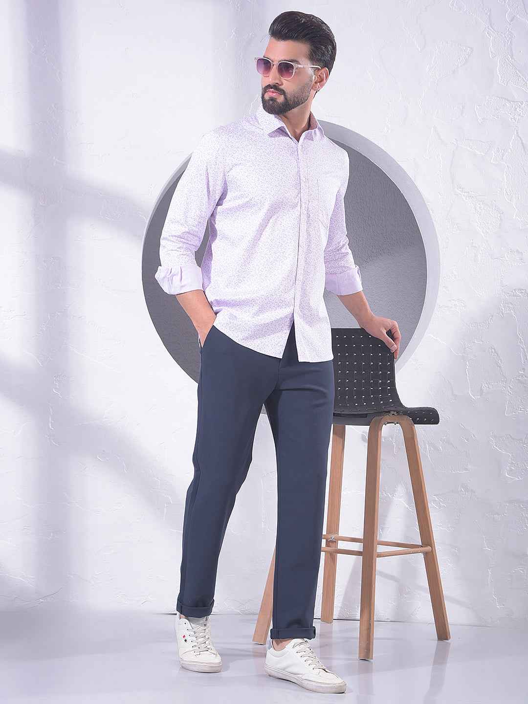 Purple Floral Print Shirt