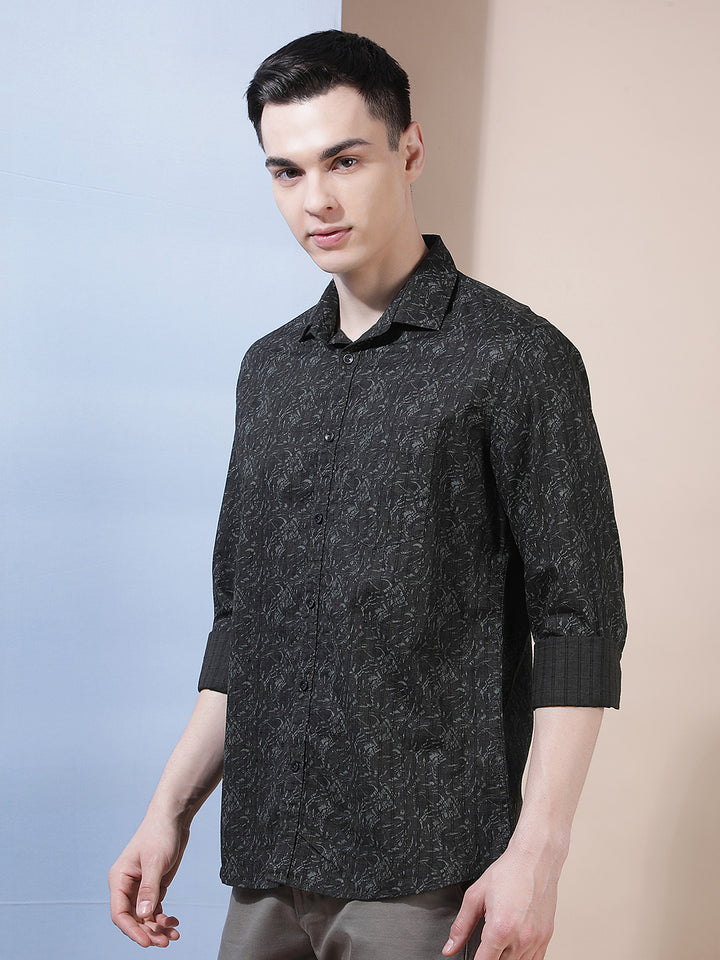 Black Modern Printed Casual Shirt