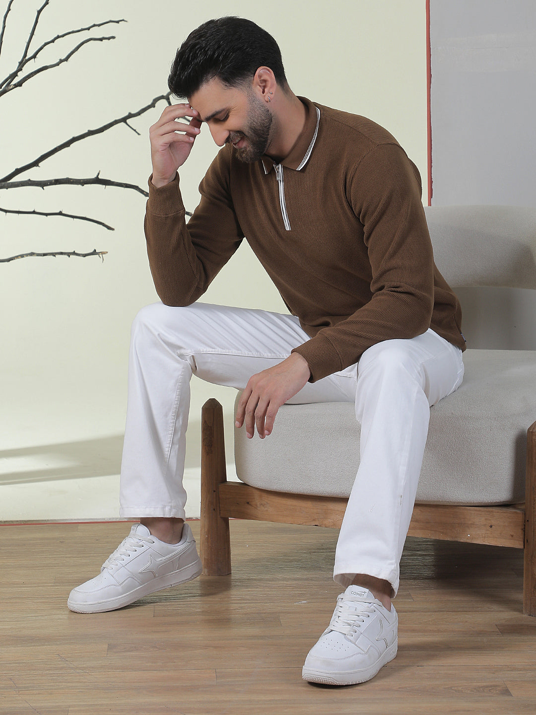 Brown Polo Neck T-Shirt