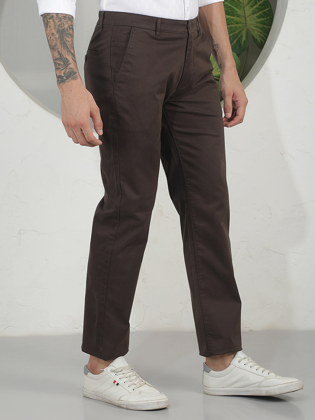 Essential Cocoa Brown Straight Trousers