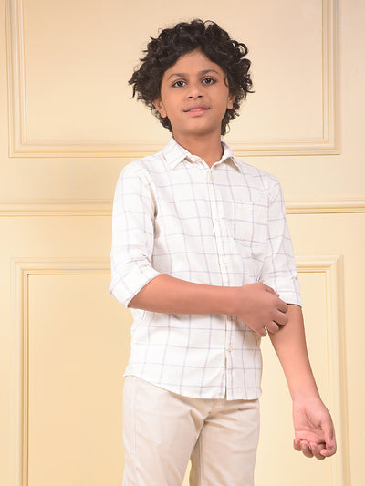 White Checked 100% Cotton Shirt