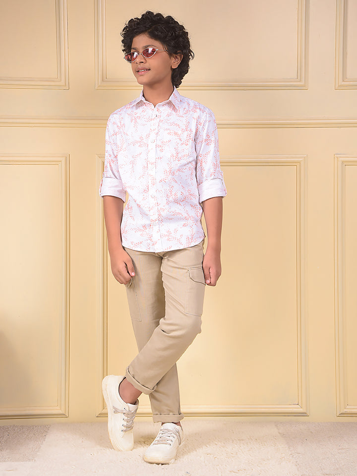 Beige 100% Cotton Cargo Trousers