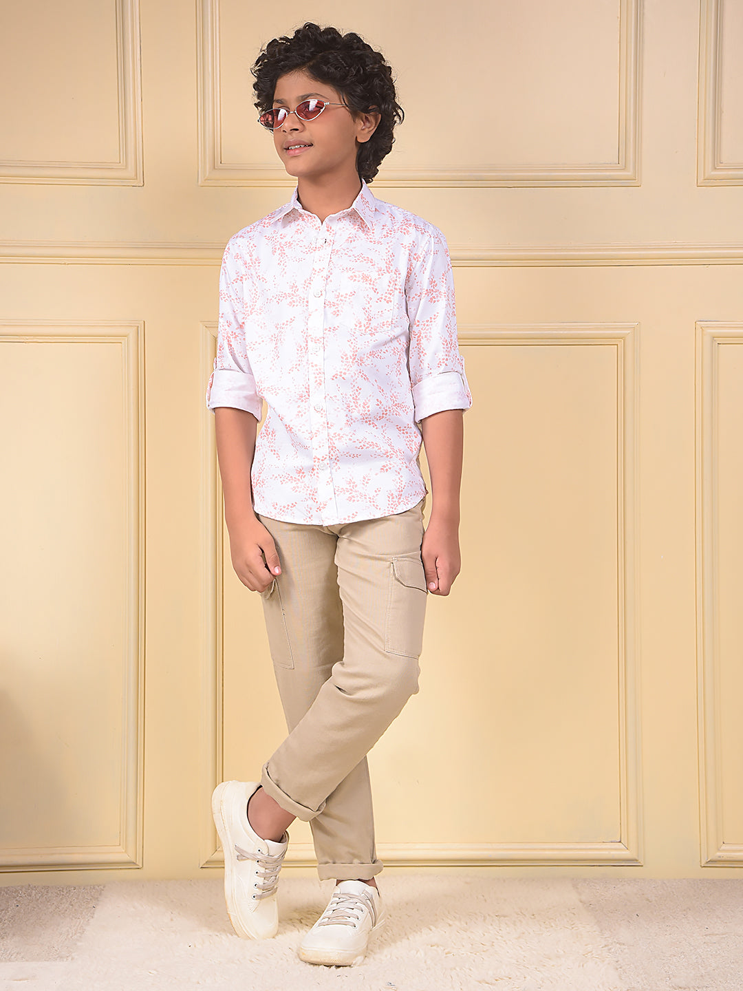 Beige 100% Cotton Cargo Trousers